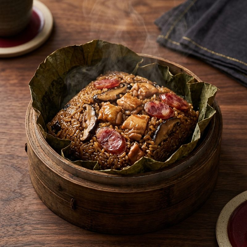 Lo Mai Gai (Steamed Glutinous Rice in Lotus Leaf)